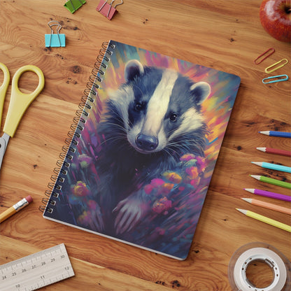 Badger with Flowers | Softcover Notebook | Calming Colour