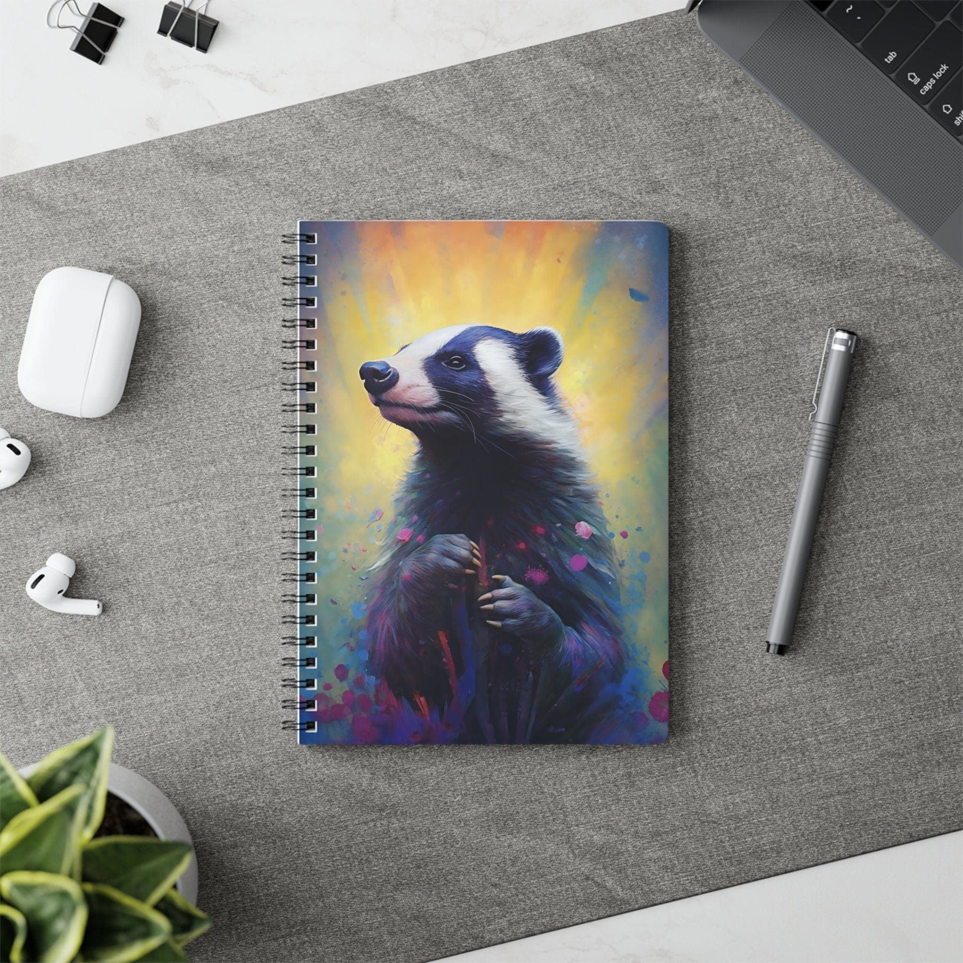 Badger Smiling | Softcover Notebook | Calming Colour