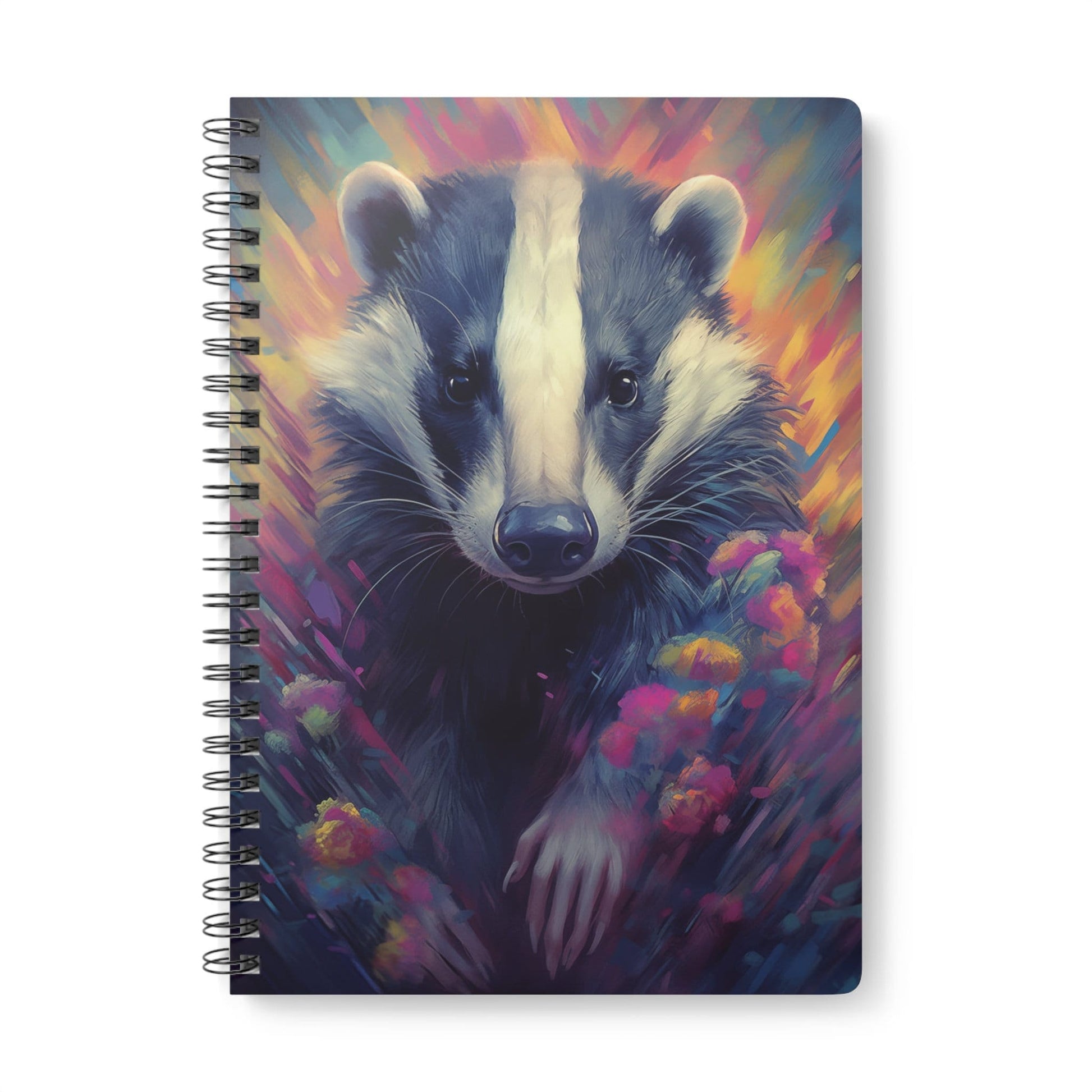 Badger with Flowers | Softcover Notebook | Calming Colour