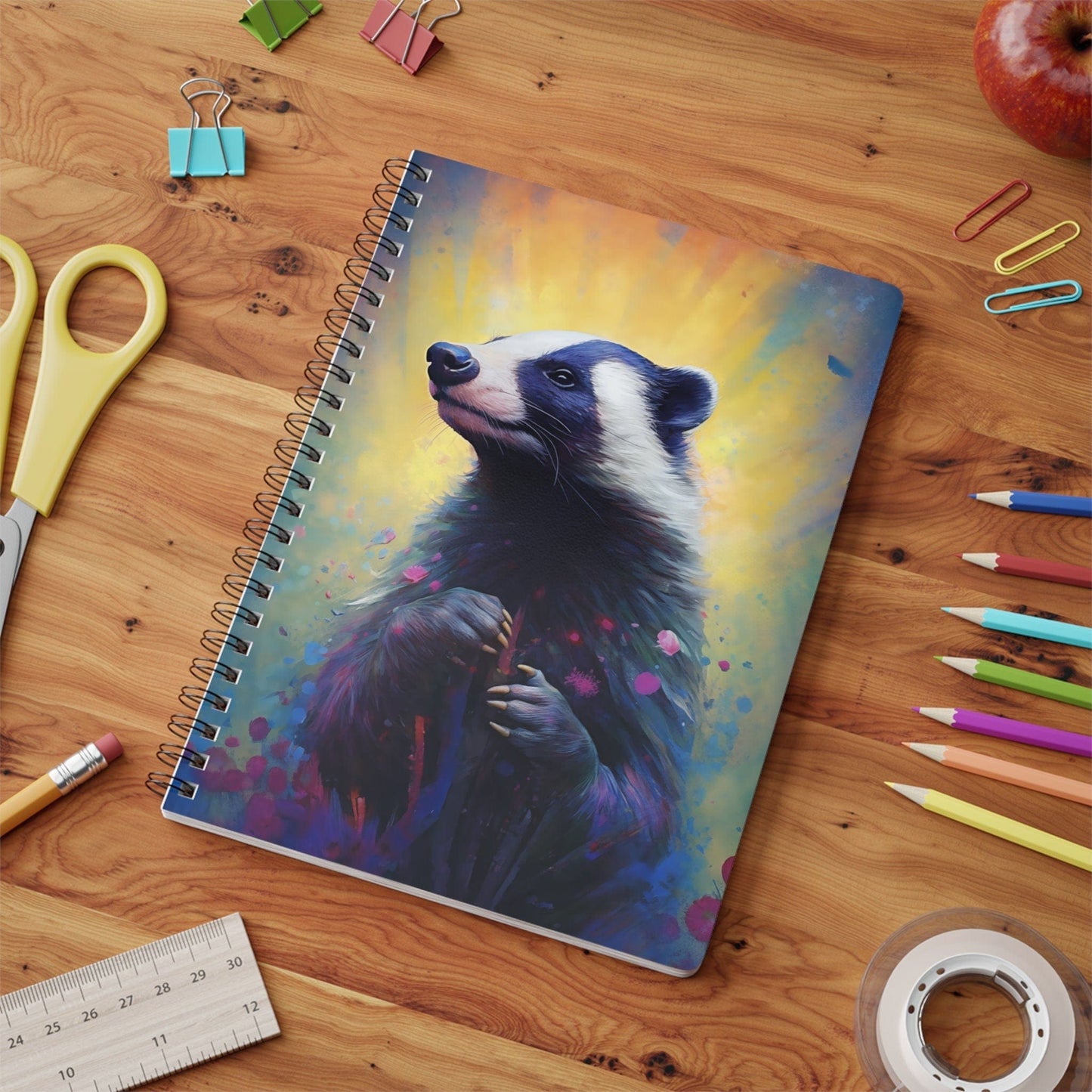 Badger Smiling | Softcover Notebook | Calming Colour