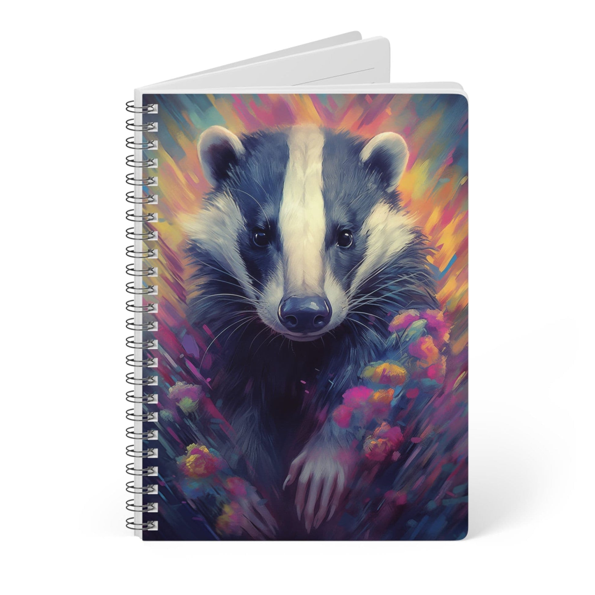 Badger with Flowers | Softcover Notebook | Calming Colour