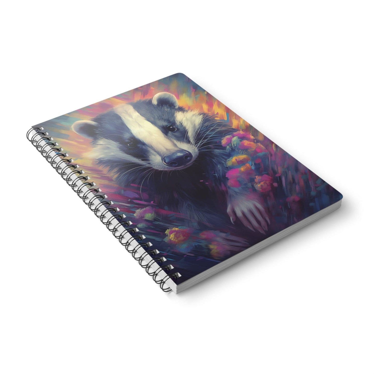 Badger with Flowers | Softcover Notebook | Calming Colour