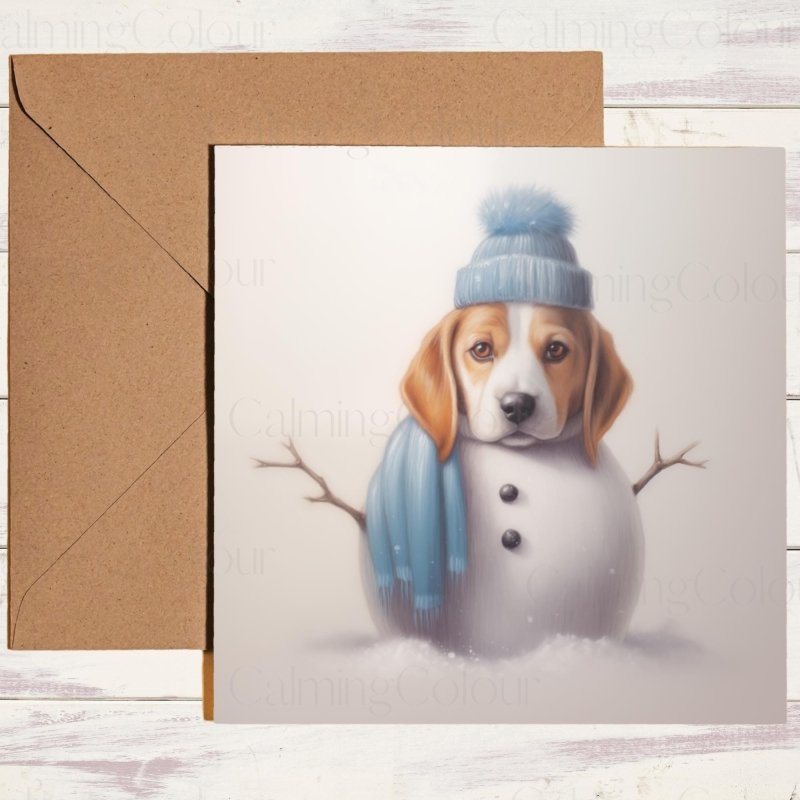 Beagle Snowman Christmas Card | Christmas Card