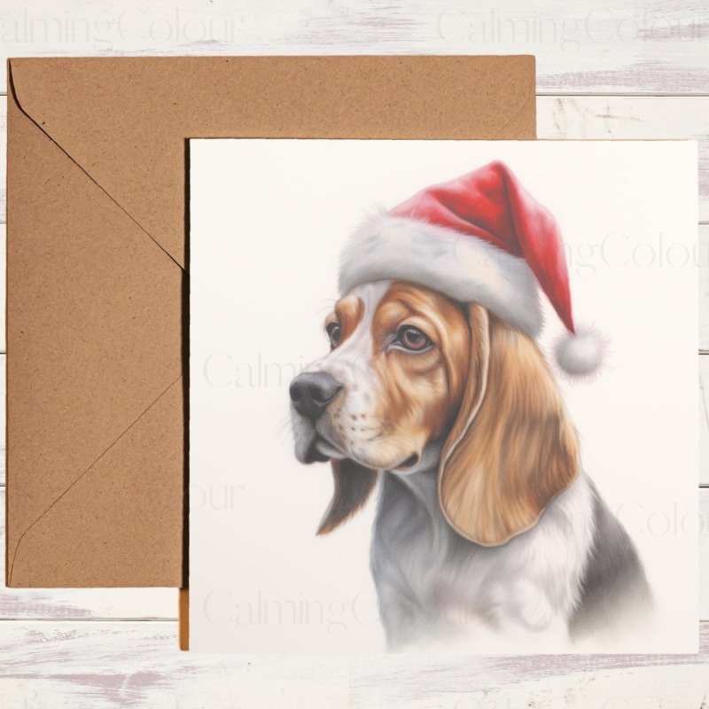 Beagle with Santa Hat | Christmas Card | Christmas Card