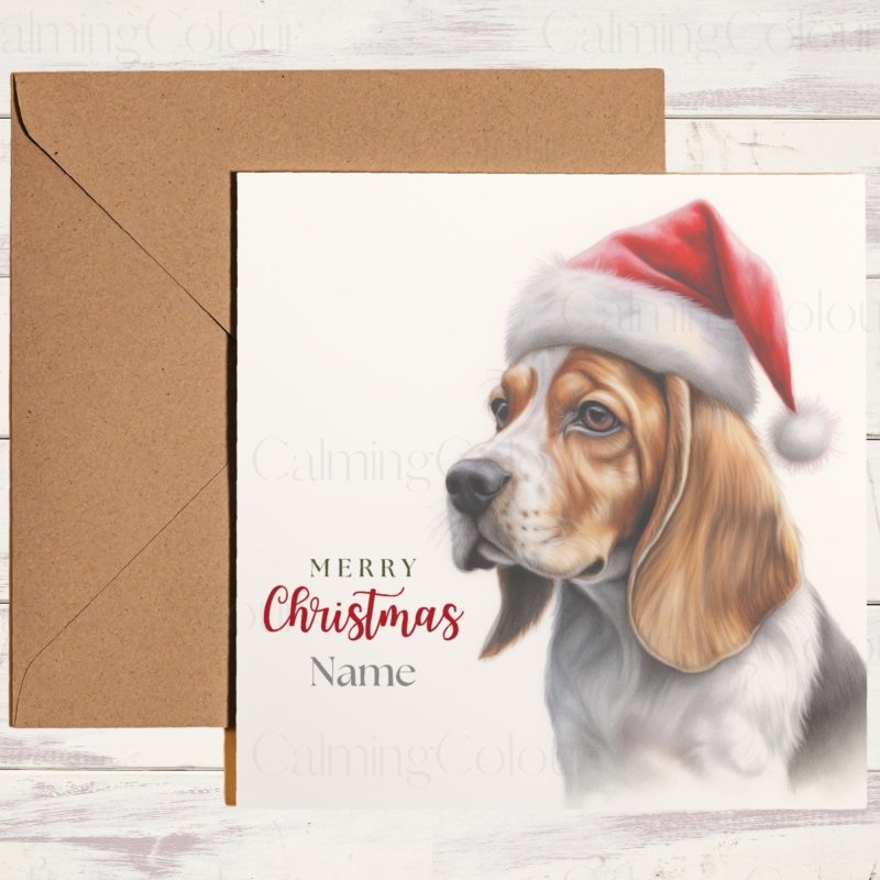 Beagle with Santa Hat | Christmas Card | Christmas Card