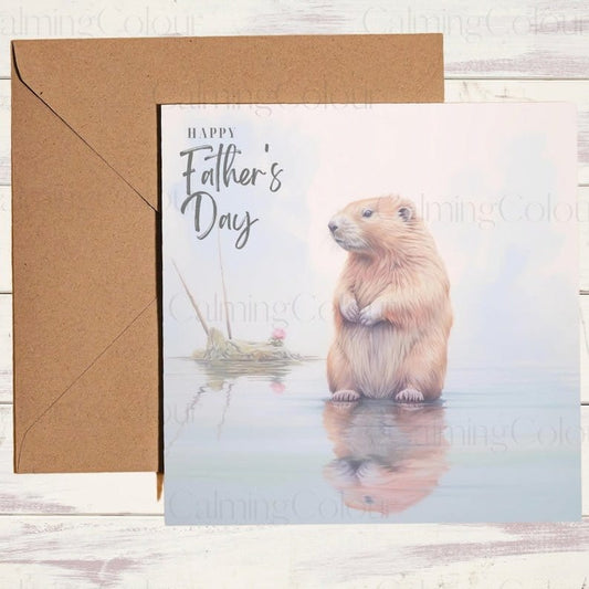 Beaver Father's Day Card | Card for Dad | Single card | Calming Colour