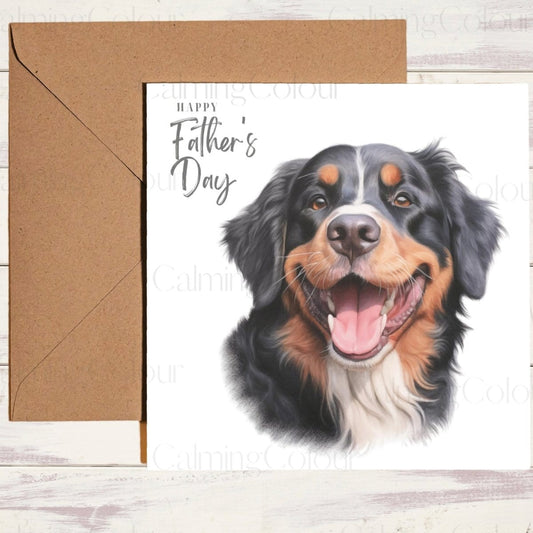 Bernese Mountain Dog Smiling | Father's Day Card | Calming Colour