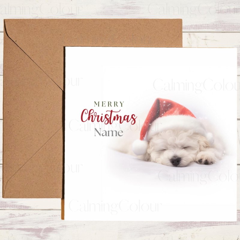 Bichon Frise Sleeping Sweetly | Christmas Card | Christmas Card