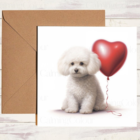 Bichon Frise Valentines Card | With Love | Anniversary | Calming Colour