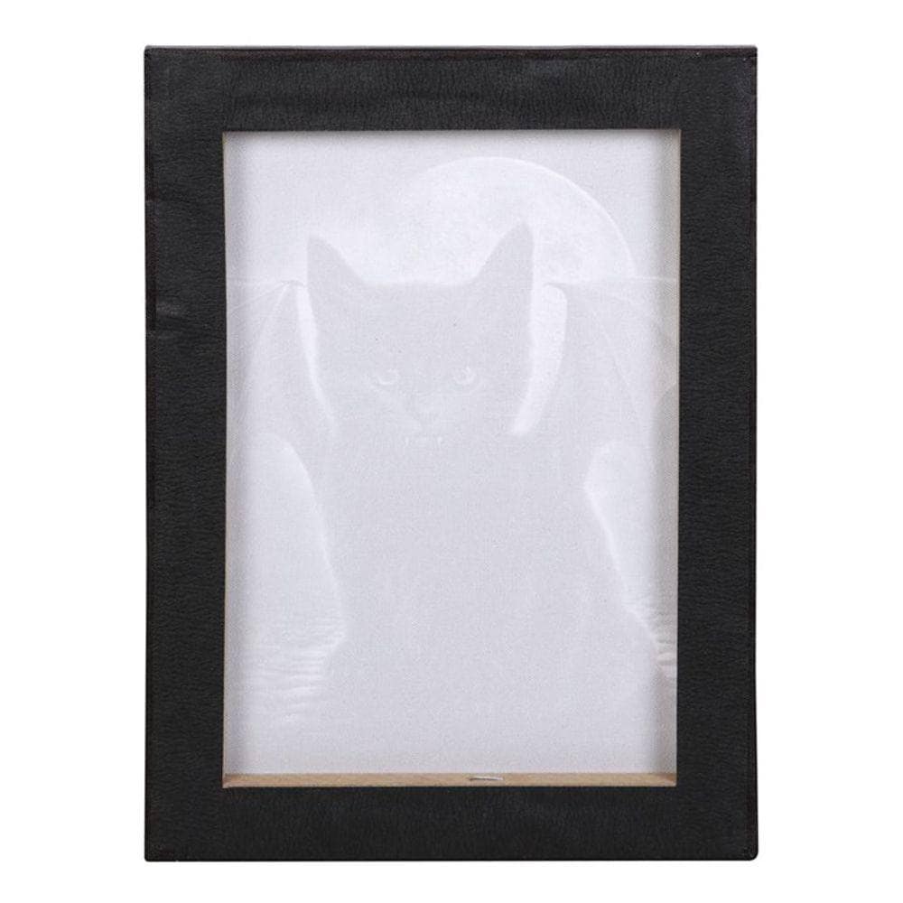 Black Bat - Cat against Full Moon | Canvas Plaque (19x25cm) | Calming Colour