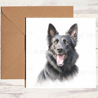 Black German Shepherd | Father's Day | Greeting Card | Calming Colour