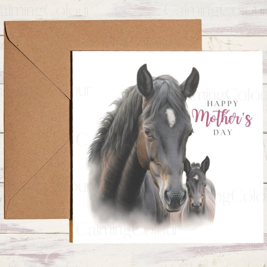 Black Horse Mother's Day Card | Greeting Card for Mum | Mother's Day Card