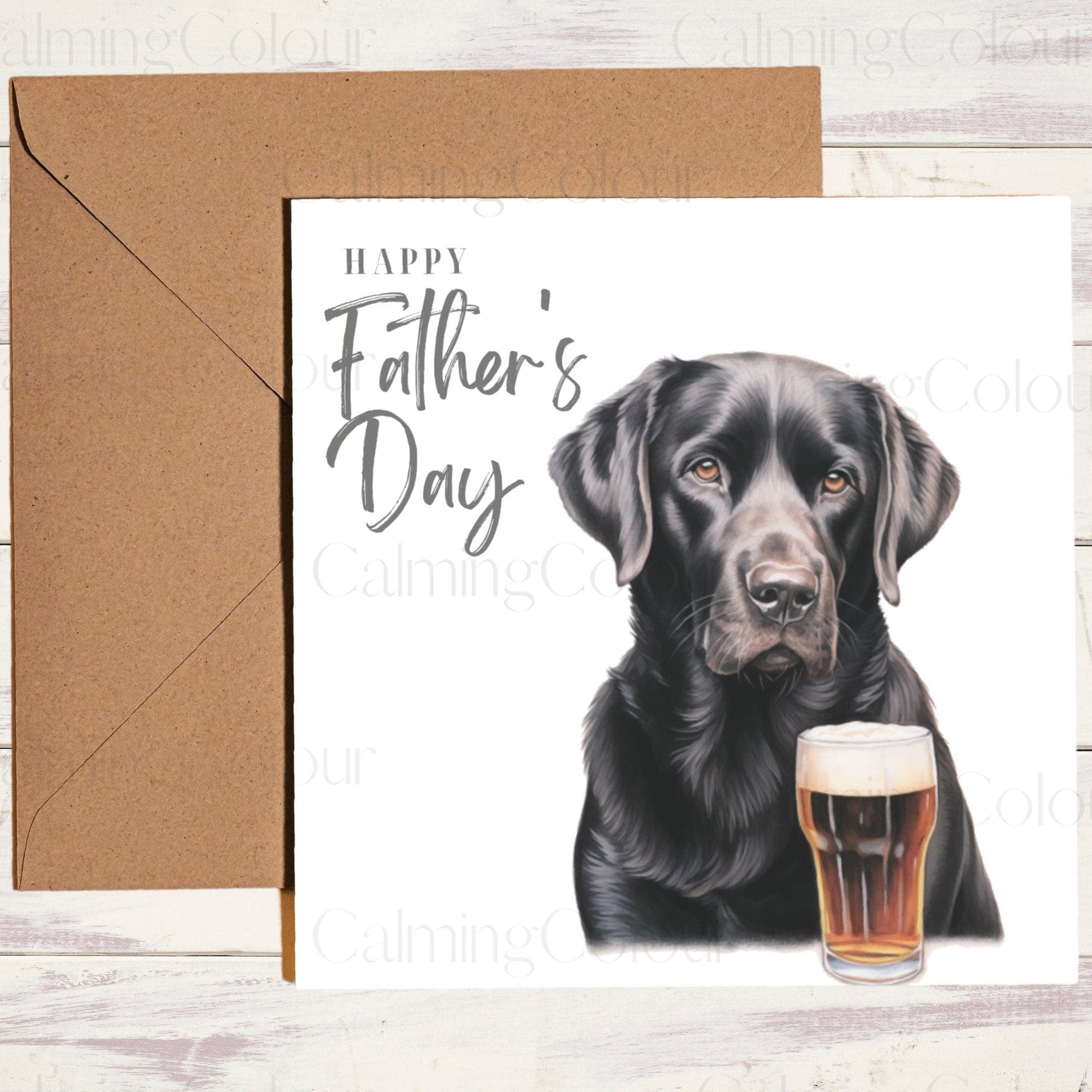 Black Labrador with Pint Glass | Father's Day Card | Calming Colour