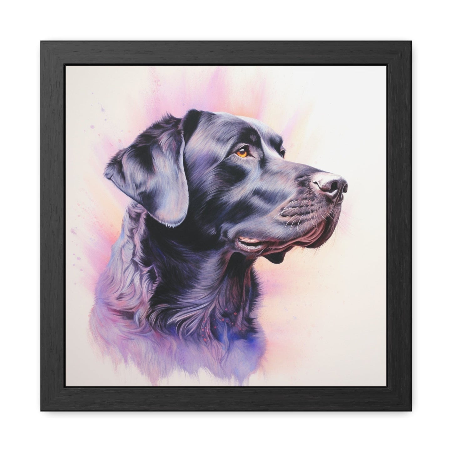 Black Labrador - FRAMED Print "Dreamlike Dignity: Vibrant Labrador Retriever Portrait" | Calming Colour