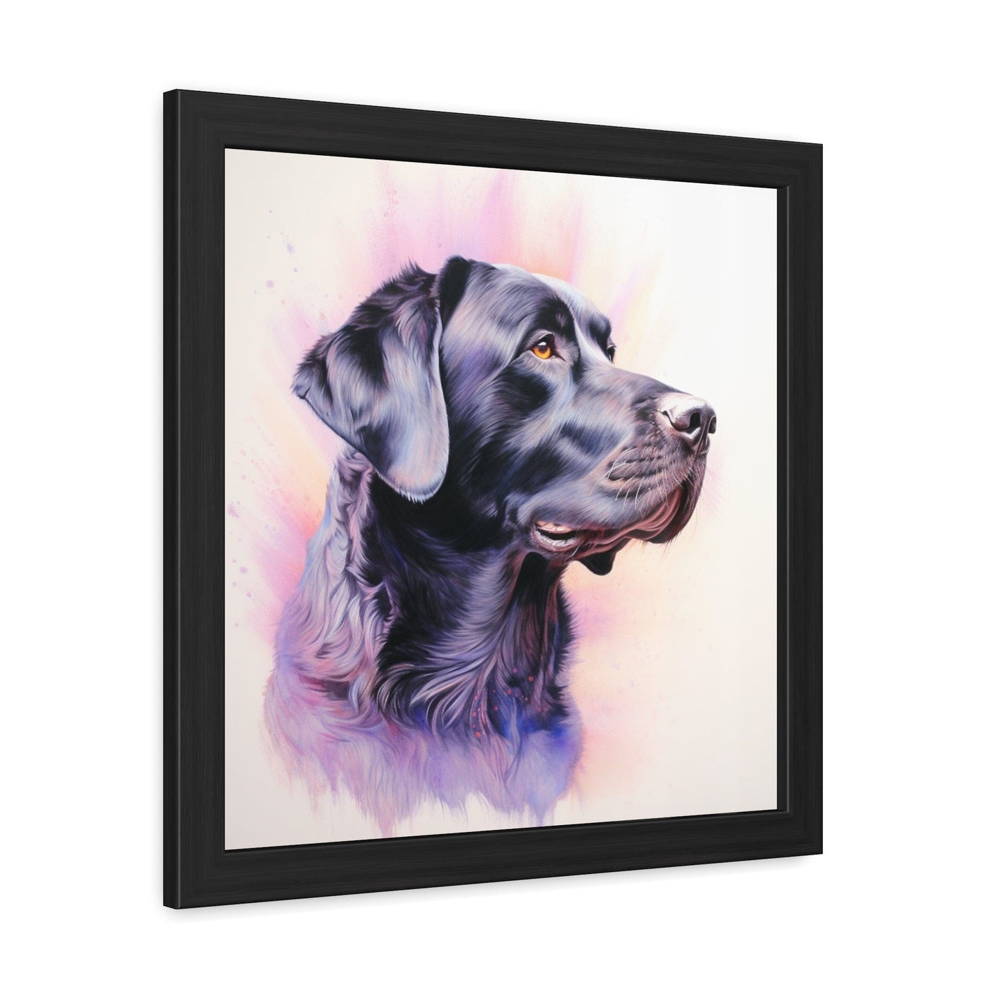 Black Labrador - FRAMED Print "Dreamlike Dignity: Vibrant Labrador Retriever Portrait" | Calming Colour