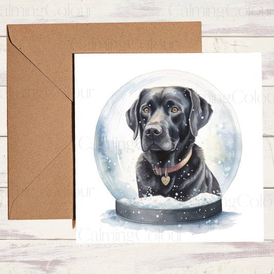 Black Labrador in a Snow Globe | Christmas Card | Christmas Card