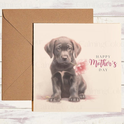 Black Labrador Puppy Mother's Day | Greeting Card for Mum | Mother's Day Card