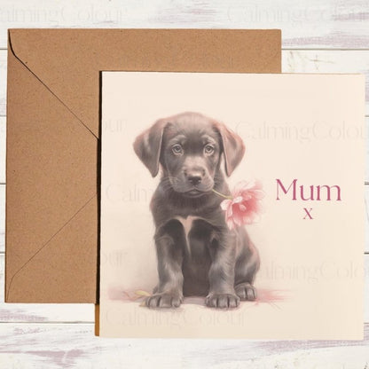 Black Labrador Puppy Mother's Day | Greeting Card for Mum | Mother's Day Card