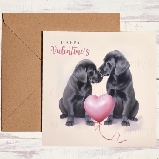 Black Labrador Puppy with Heart | Valentine's Card | Valentine's Day
