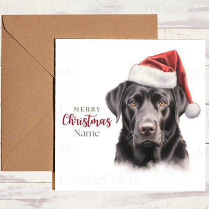 Black Labrador | Red Santa Hat Christmas Card | Christmas Card