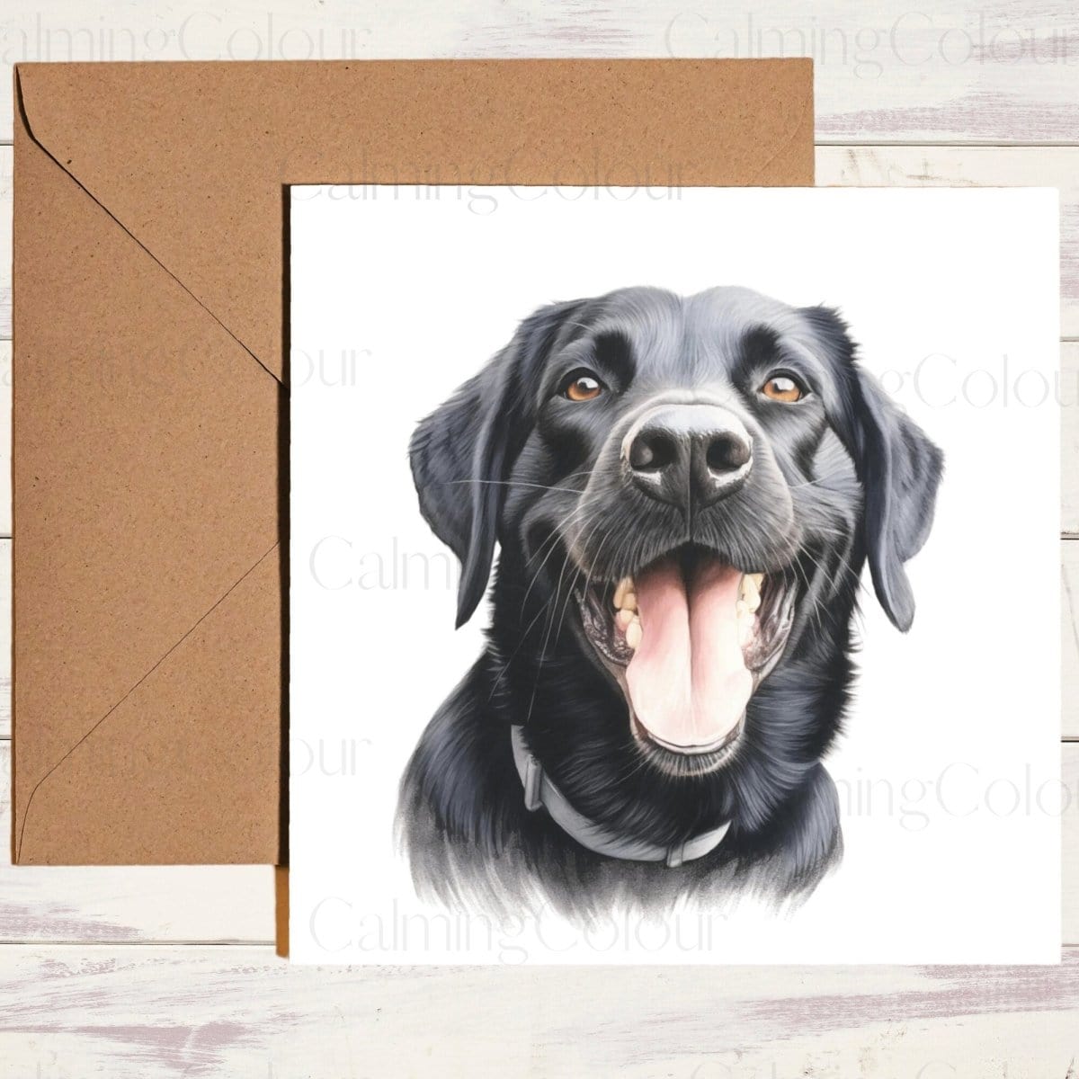 Black Labrador | Smiling Dog | Father's Day Card | Calming Colour