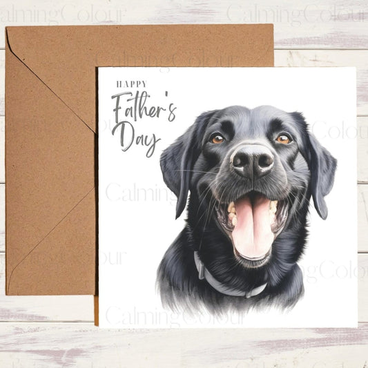 Black Labrador | Smiling Dog | Father's Day Card | Calming Colour