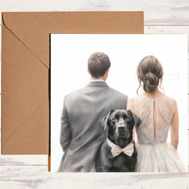 Black Labrador Wedding Card | Dog Lover Greeting Card |