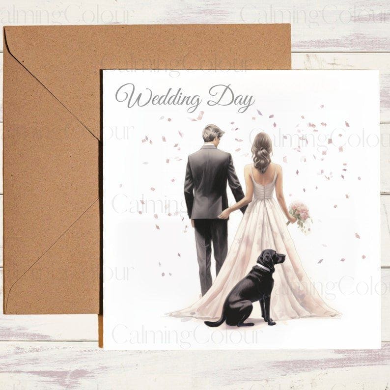 Black Labrador | Wedding Couple | Wedding Card | Calming Colour