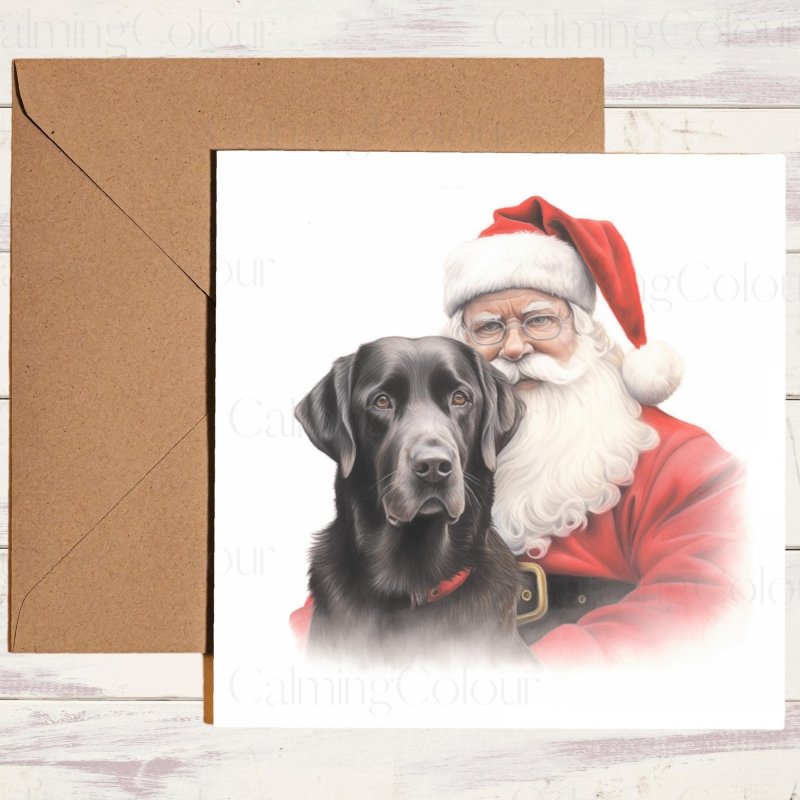 Black Labrador with Santa | Christmas Card | Christmas Card