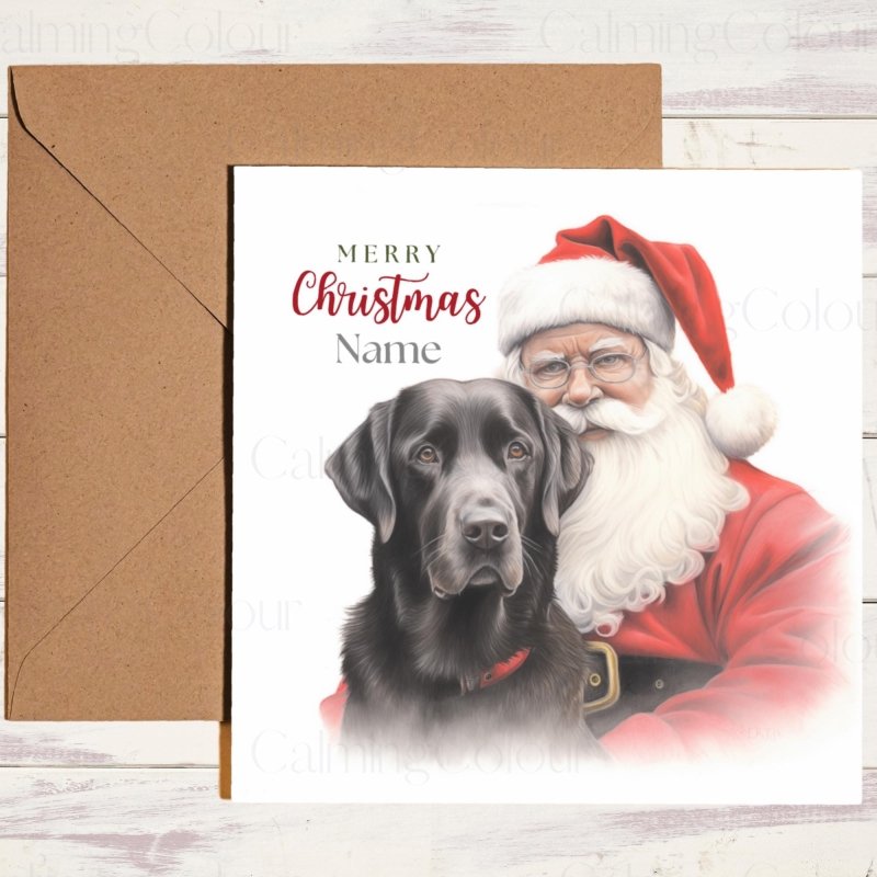 Black Labrador with Santa | Christmas Card | Christmas Card