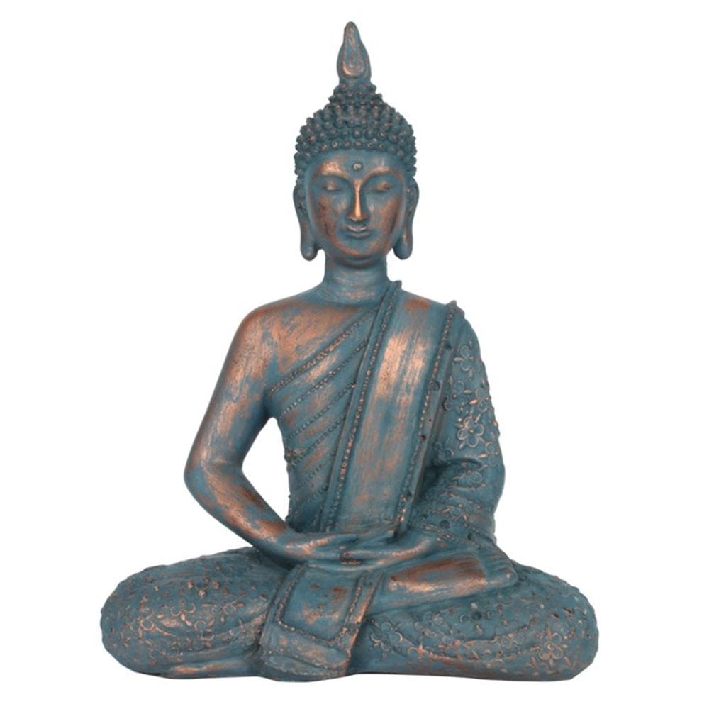 Blue Buddha in Seated Position (26cm) | Copper | Calming Colour