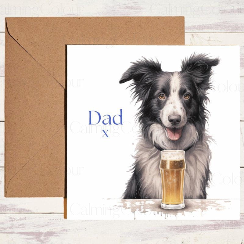 Border Collie Father's Day Card | Dad Greetings | With Love | Father's Day