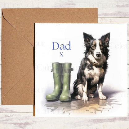 Border Collie Father's Day Card | Dad Greetings | With Love | Father's Day