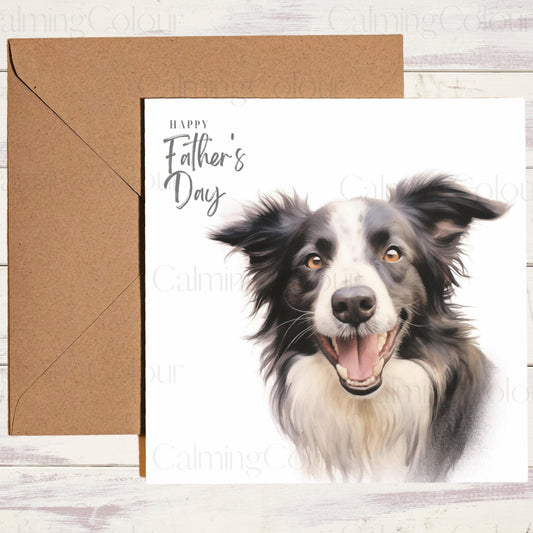 Border Collie | Smiling Dog | Father's Day Card | Calming Colour