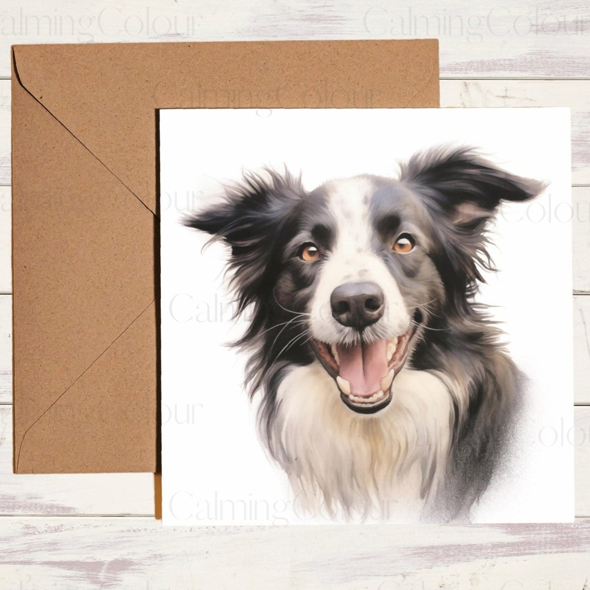 Border Collie Smiling | Greeting Card | Calming Colour