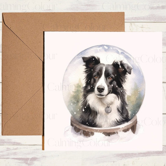 Border Collie in a Snow Globe | Christmas Card | Christmas Card