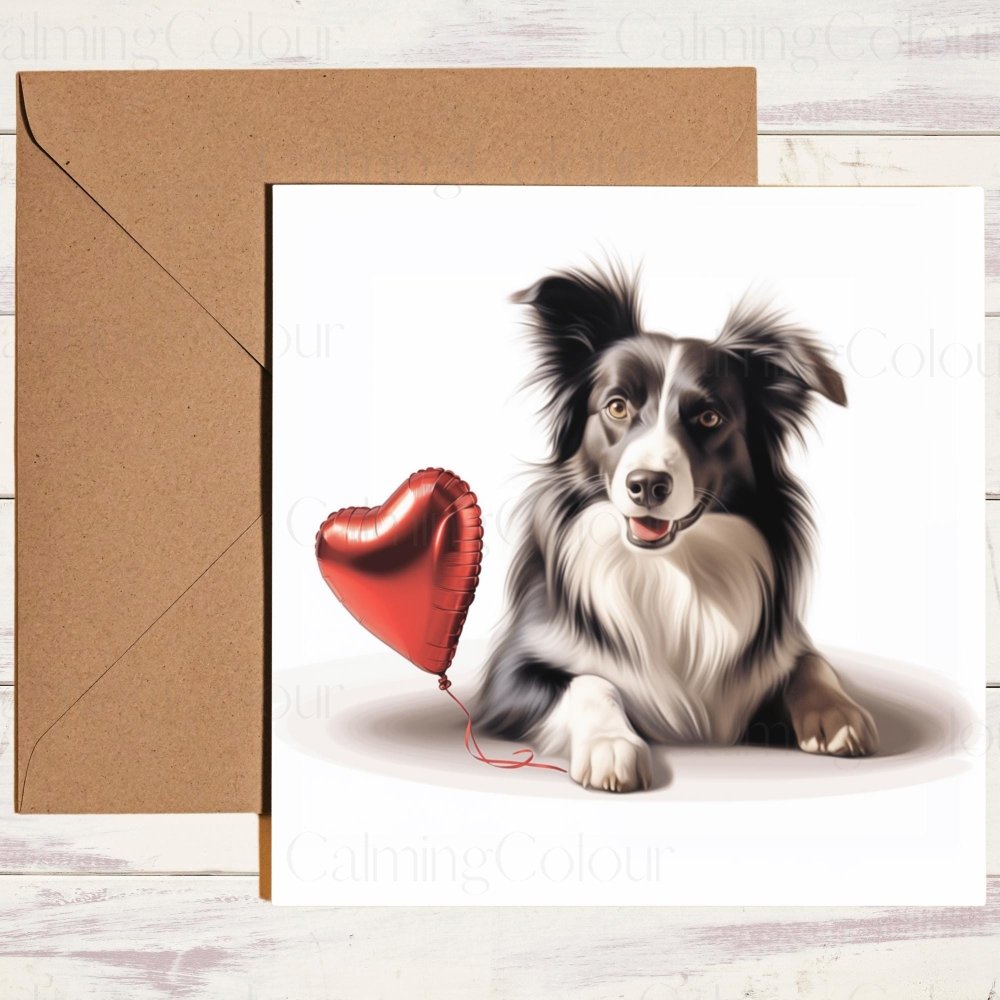 Border Collie Valentines Card | With Love | Calming Colour