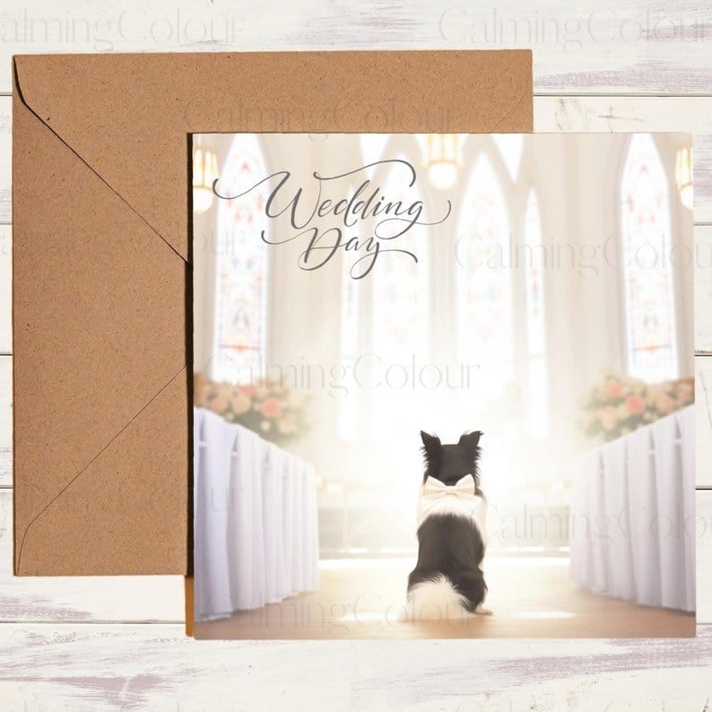 Border Collie Wedding Card | Card For Dog Lover | Calming Colour