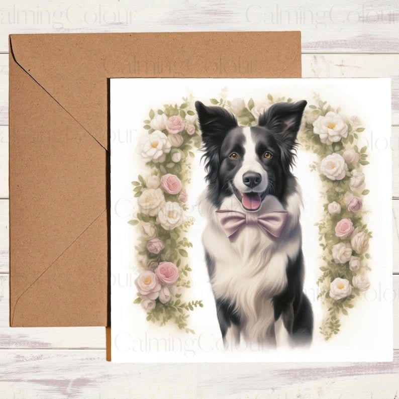 Border Collie Wedding Card | Wedding Card | Calming Colour