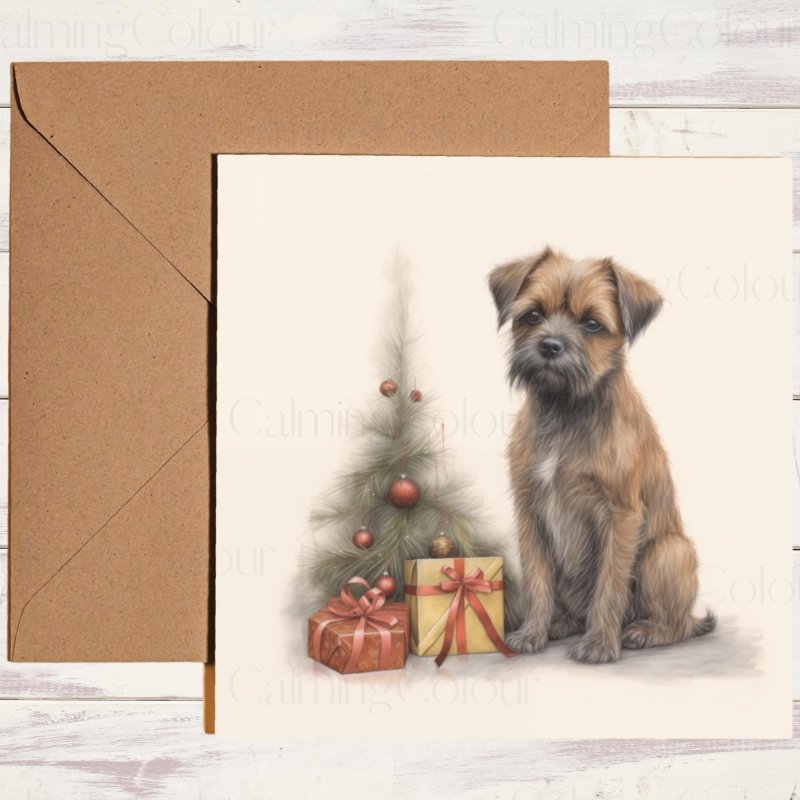 Border Terrier | Festive Christmas Greeting Card | Christmas Card