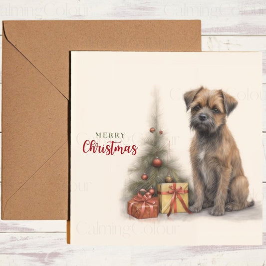 Border Terrier | Festive Christmas Greeting Card | Christmas Card