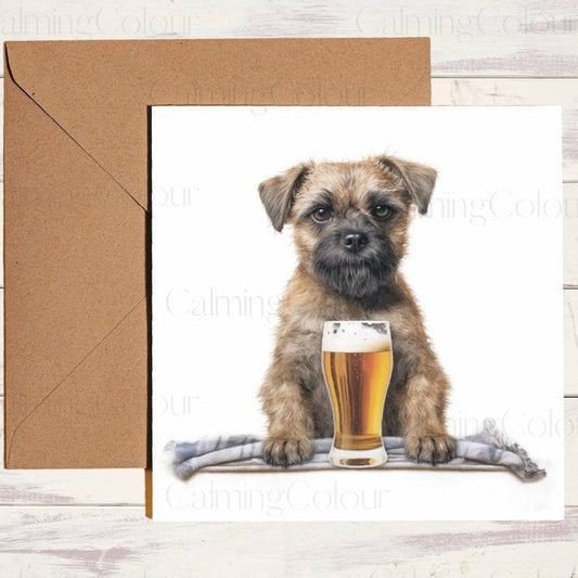 Border Terrier | Pint Glass | Birthday Card | Calming Colour