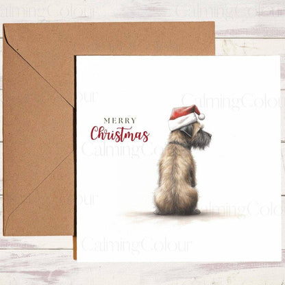 Border Terrier wearing Red Santa Hat | Christmas Card | Christmas Card