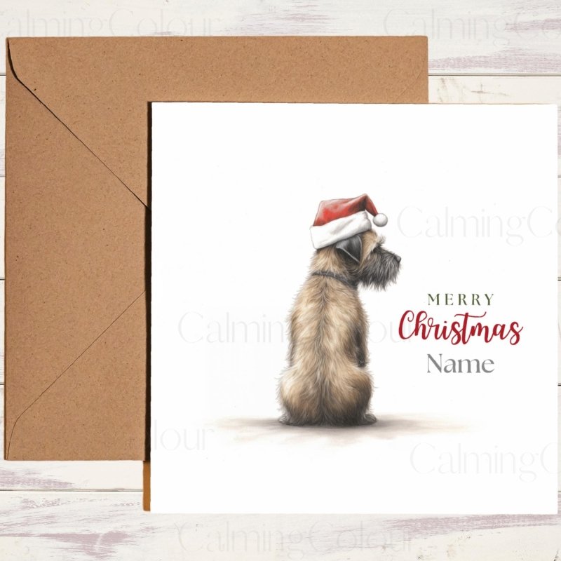 Border Terrier with Santa Hat | Christmas Card | Christmas Card