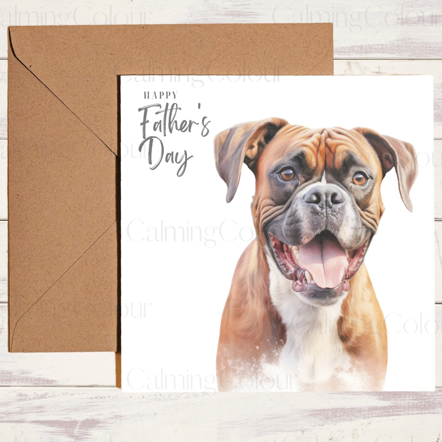 Boxer Dog | Smiling | Father's Day Card | Calming Colour