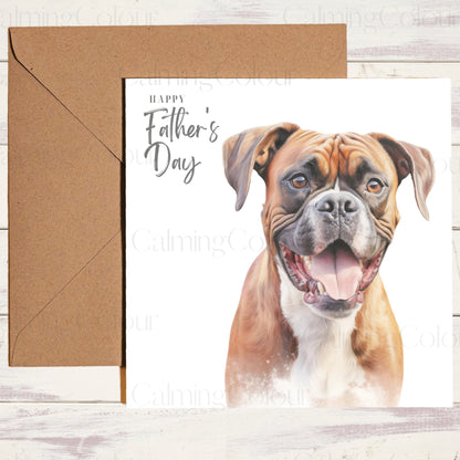 Boxer Dog | Smiling | Father's Day Card | Calming Colour