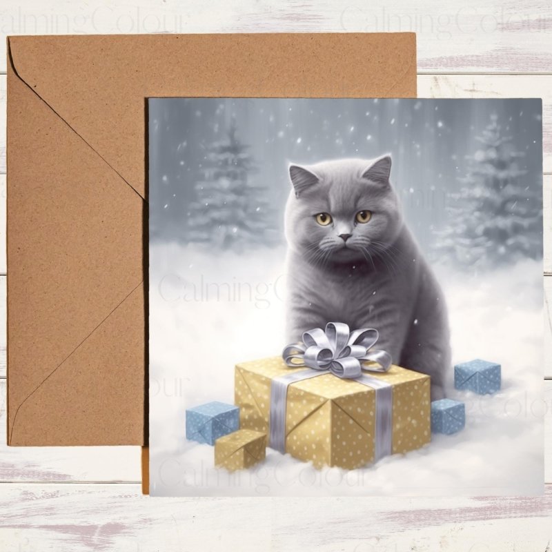 British Shorthair Christmas Card | Cat Lover Greetings | Christmas Card