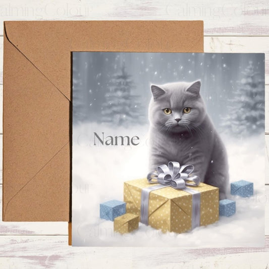 British Shorthair Christmas Card | Cat Lover Greetings | Christmas Card