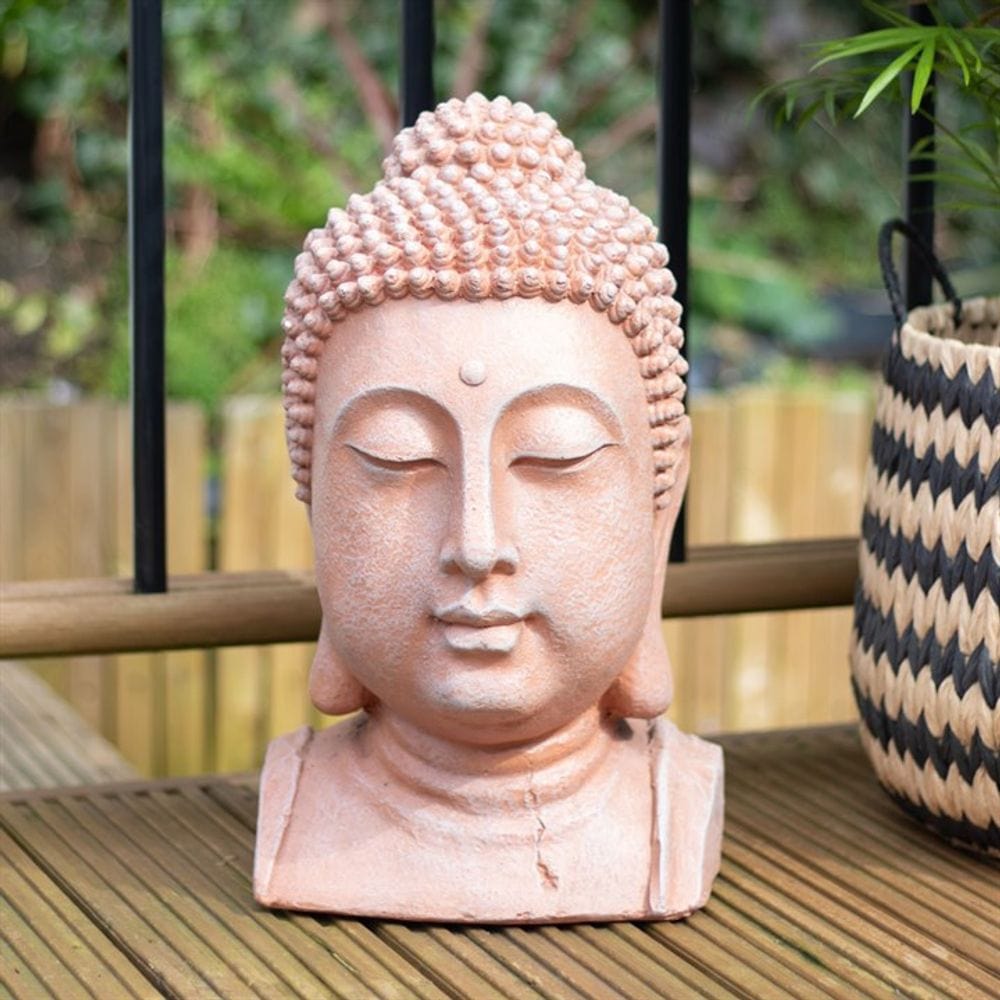 Buddha Head Ornament (41cm) | Terracotta Effect | Calming Colour