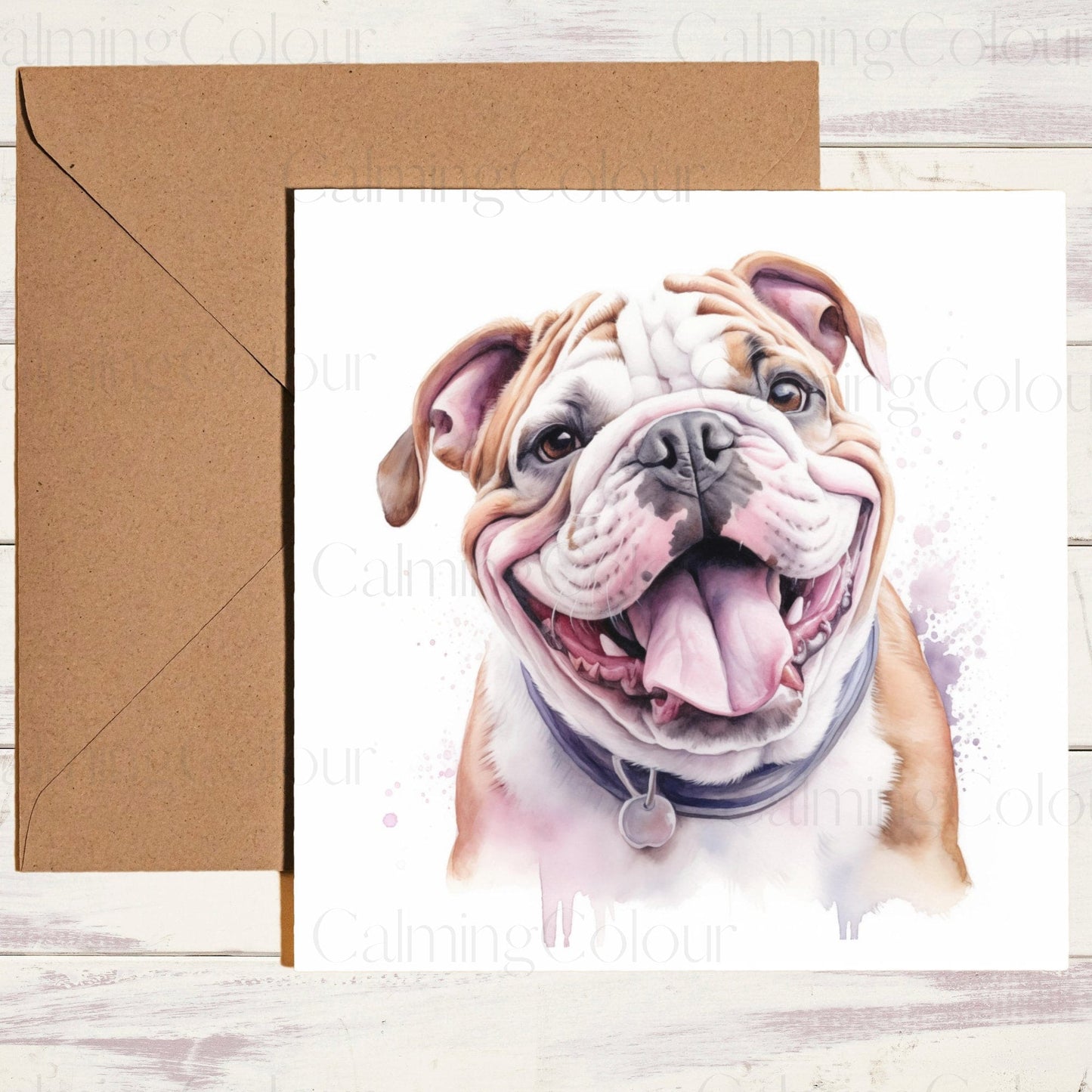 Bulldog Smiling | Father's Day Card | Calming Colour